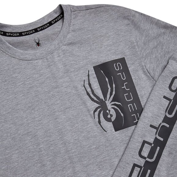 NEW SPYDER Mens Split Logo Long Sleeve - Heather Grey - Picture 2 of 3